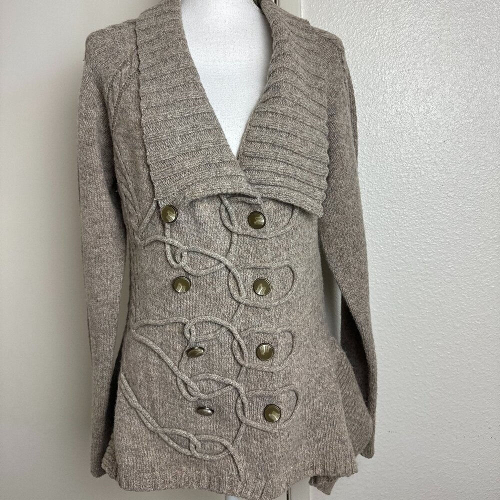 Anthropologie Leifsdottir Buttoned Wool Knit Cardigan Size M - Picture 1 of 13